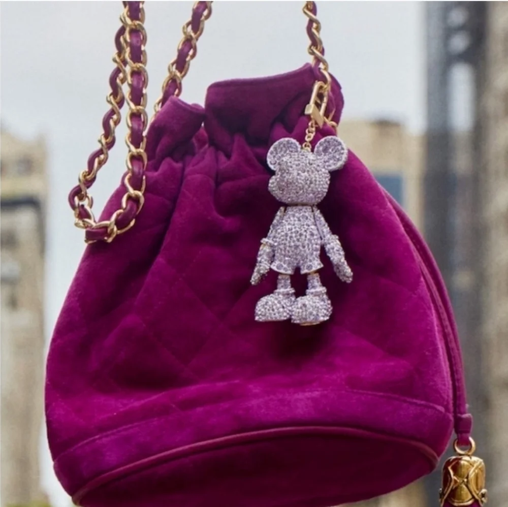 💜▪️Disney x Baublebar ▪️Mickey Mouse Key Chain Bag Charm Purple Crystal